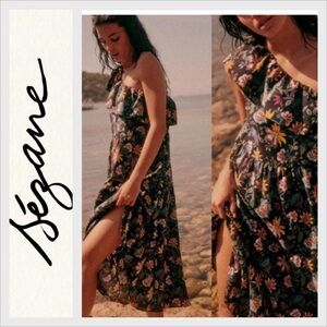 NWOT Sezane Roccio Dress solidarity one-shoulder dress  botanic black 36